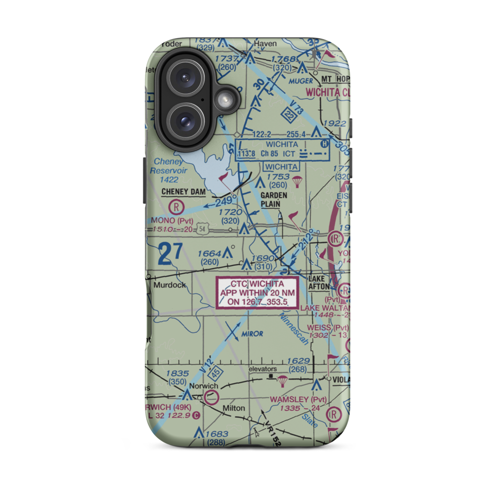 Albers Airport (SN13) VFR Sectional  Tough iPhone Case iPhone 16 Plus model shown