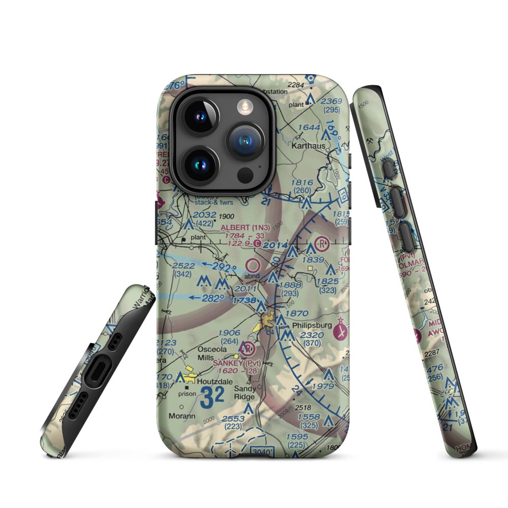 Albert Airport (1N3) VFR Sectional  Tough iPhone Case iPhone 15 Pro model shown