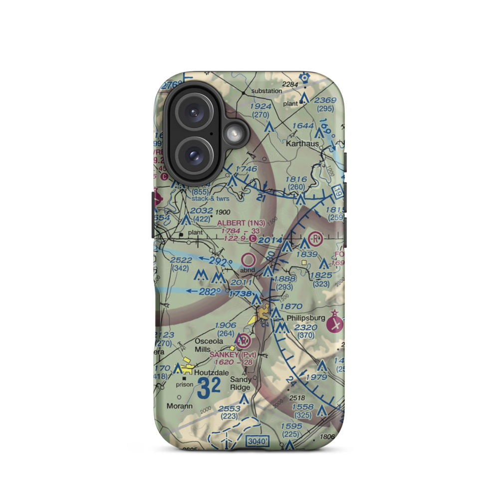Albert Airport (1N3) VFR Sectional  Tough iPhone Case iPhone 16 model shown