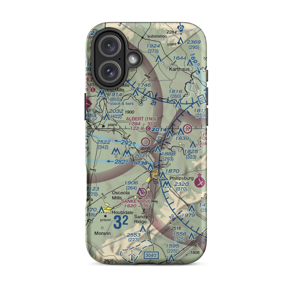 Albert Airport (1N3) VFR Sectional  Tough iPhone Case iPhone 16 Plus model shown