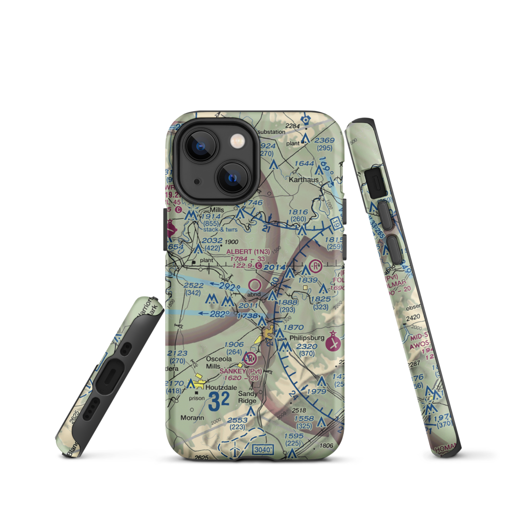 Albert Airport (1N3) VFR Sectional  Tough iPhone Case iPhone 13 mini model shown