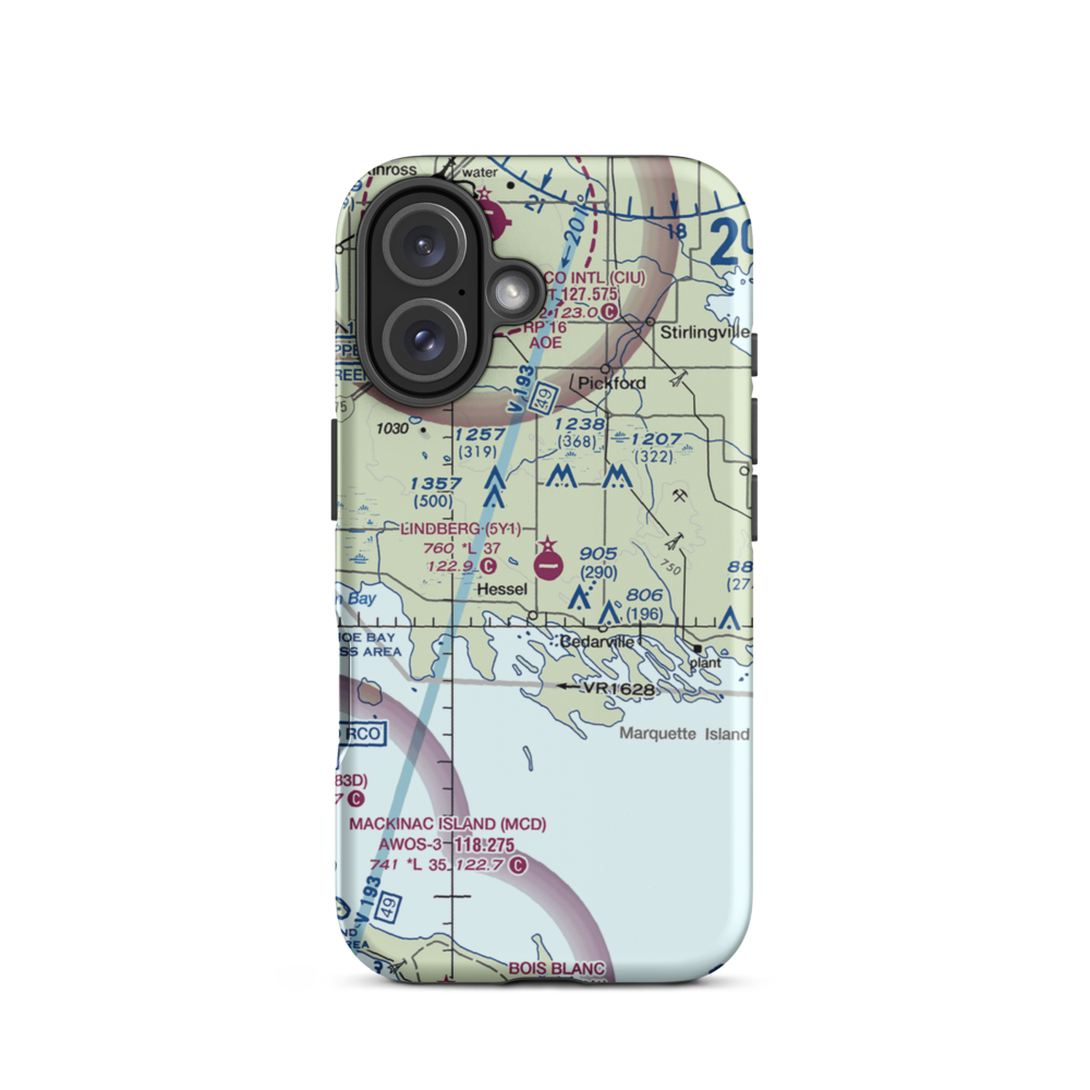 Albert J Lindberg Airport (5Y1) VFR Sectional  Tough iPhone Case iPhone 16 model shown
