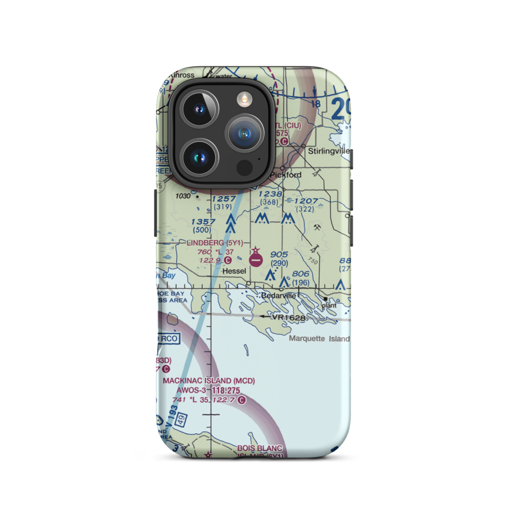 Albert J Lindberg Airport (5Y1) VFR Sectional  Tough iPhone Case iPhone 16 Pro model shown