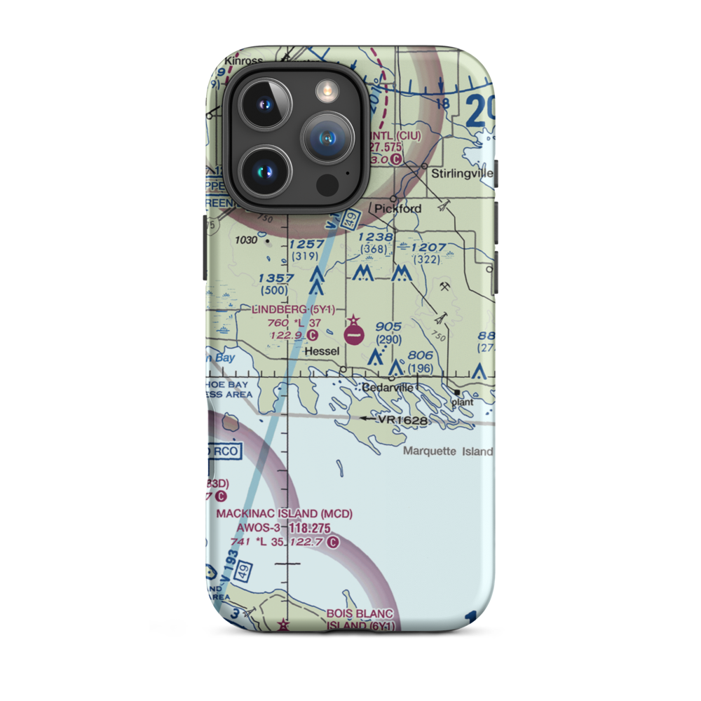 Albert J Lindberg Airport (5Y1) VFR Sectional  Tough iPhone Case iPhone 16 Pro Max model shown