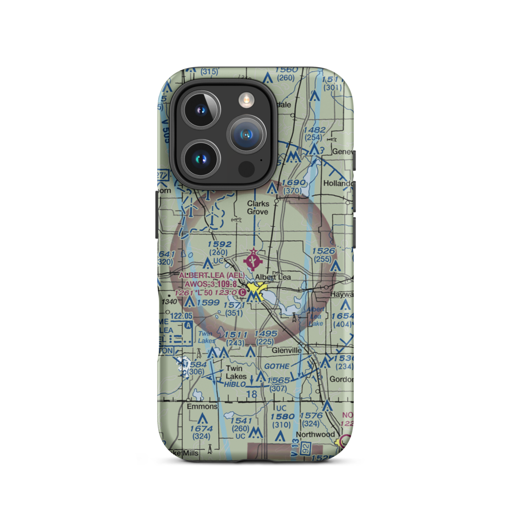 Albert Lea Municipal Airport (AEL) VFR Sectional  Tough iPhone Case iPhone 16 Pro model shown