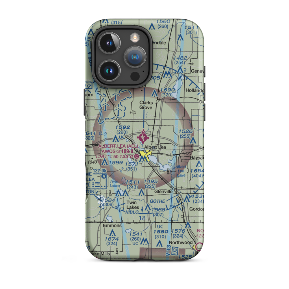 Albert Lea Municipal Airport (AEL) VFR Sectional  Tough iPhone Case iPhone 16 Pro Max model shown