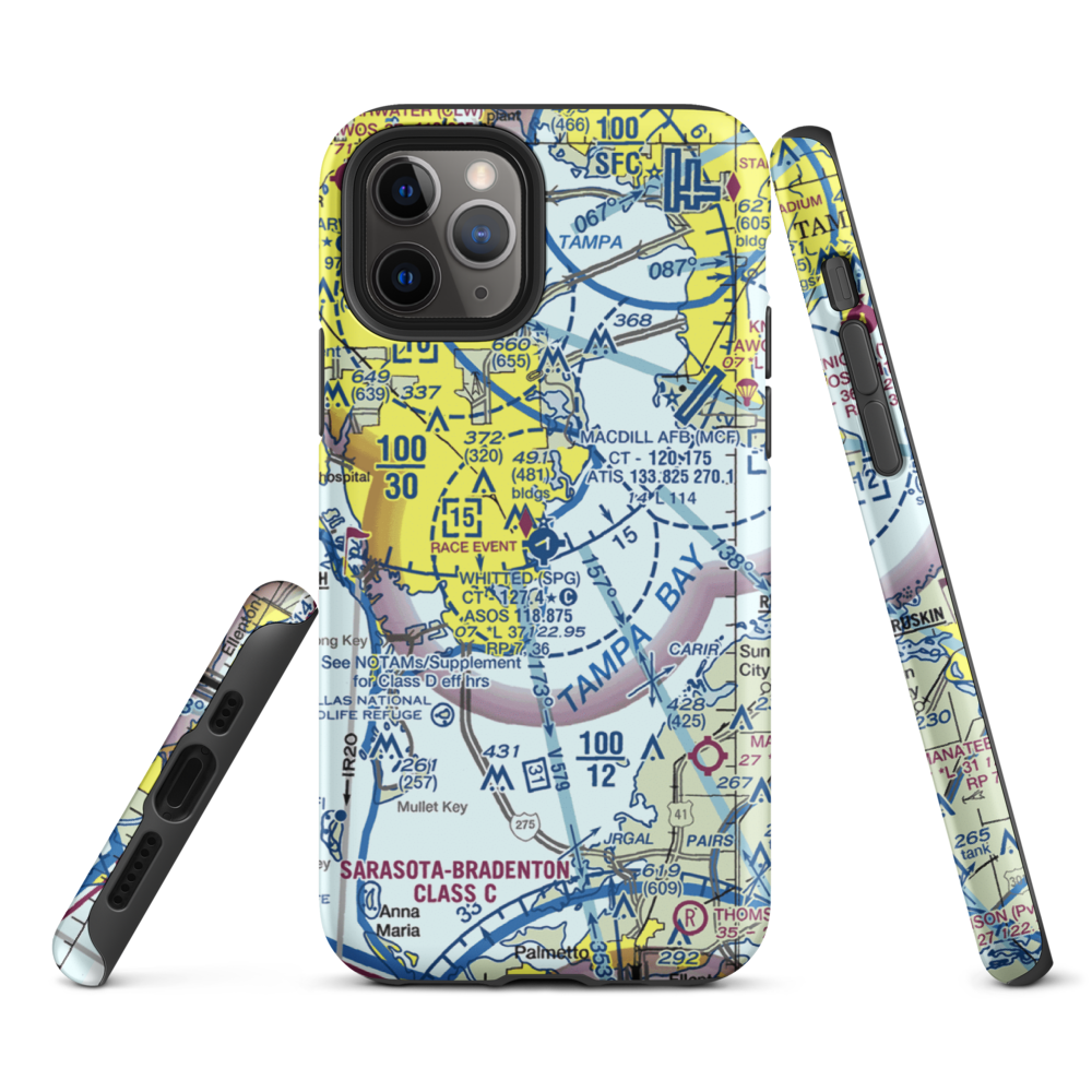 Albert Whitted Airport (SPG) VFR Sectional  Tough iPhone Case iPhone 11 Pro model shown