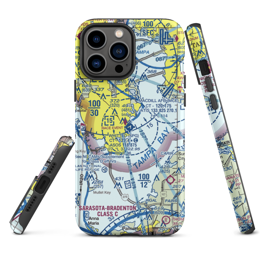Albert Whitted Airport (SPG) VFR Sectional  Tough iPhone Case iPhone 13 Pro Max model shown