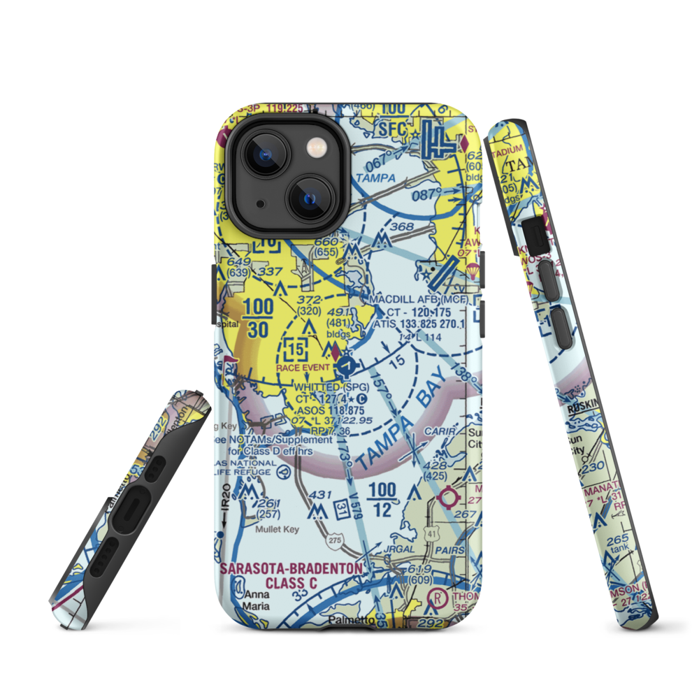 Albert Whitted Airport (SPG) VFR Sectional  Tough iPhone Case iPhone 14 model shown