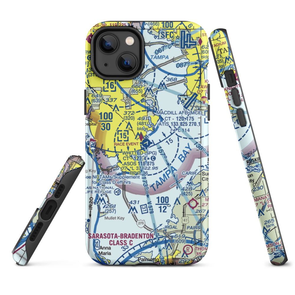 Albert Whitted Airport (SPG) VFR Sectional  Tough iPhone Case iPhone 14 Plus model shown