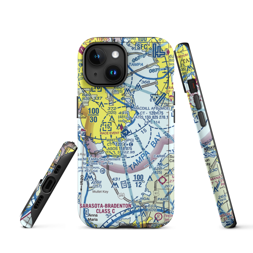 Albert Whitted Airport (SPG) VFR Sectional  Tough iPhone Case iPhone 15 model shown