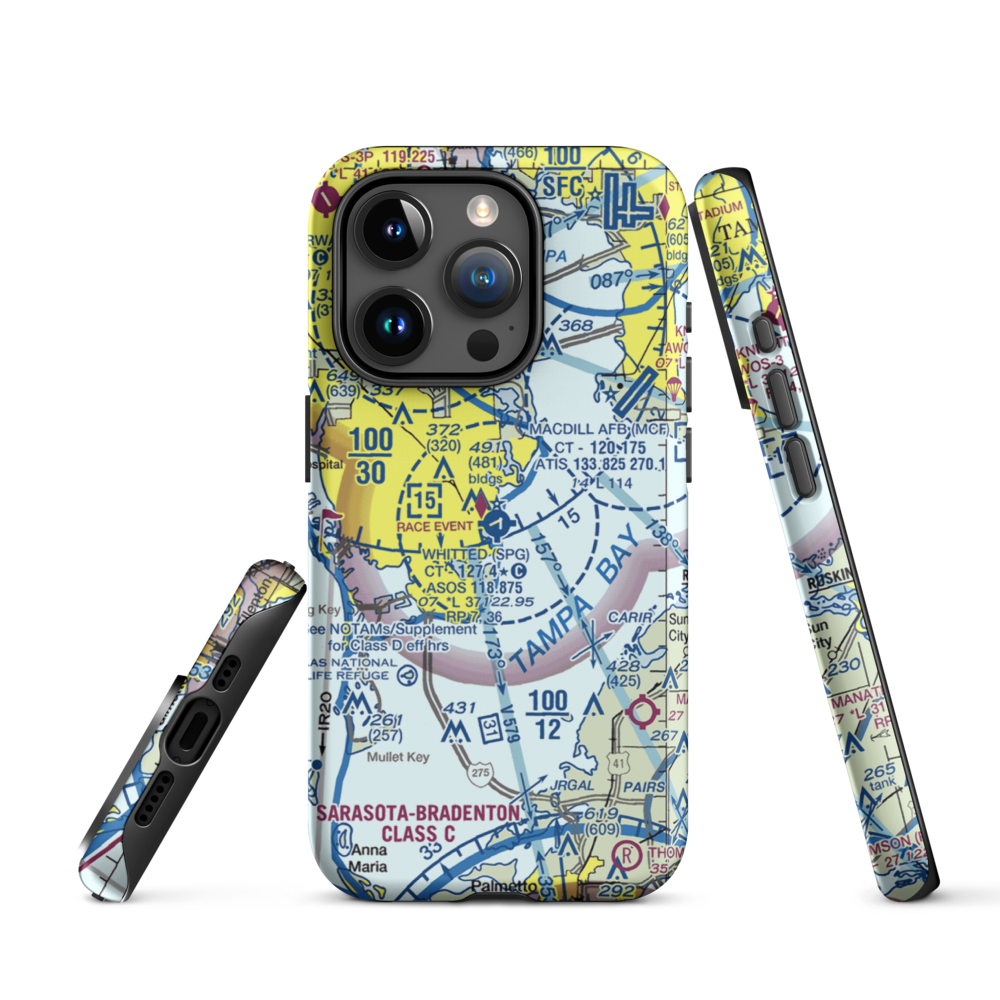 Albert Whitted Airport (SPG) VFR Sectional  Tough iPhone Case iPhone 15 Pro model shown