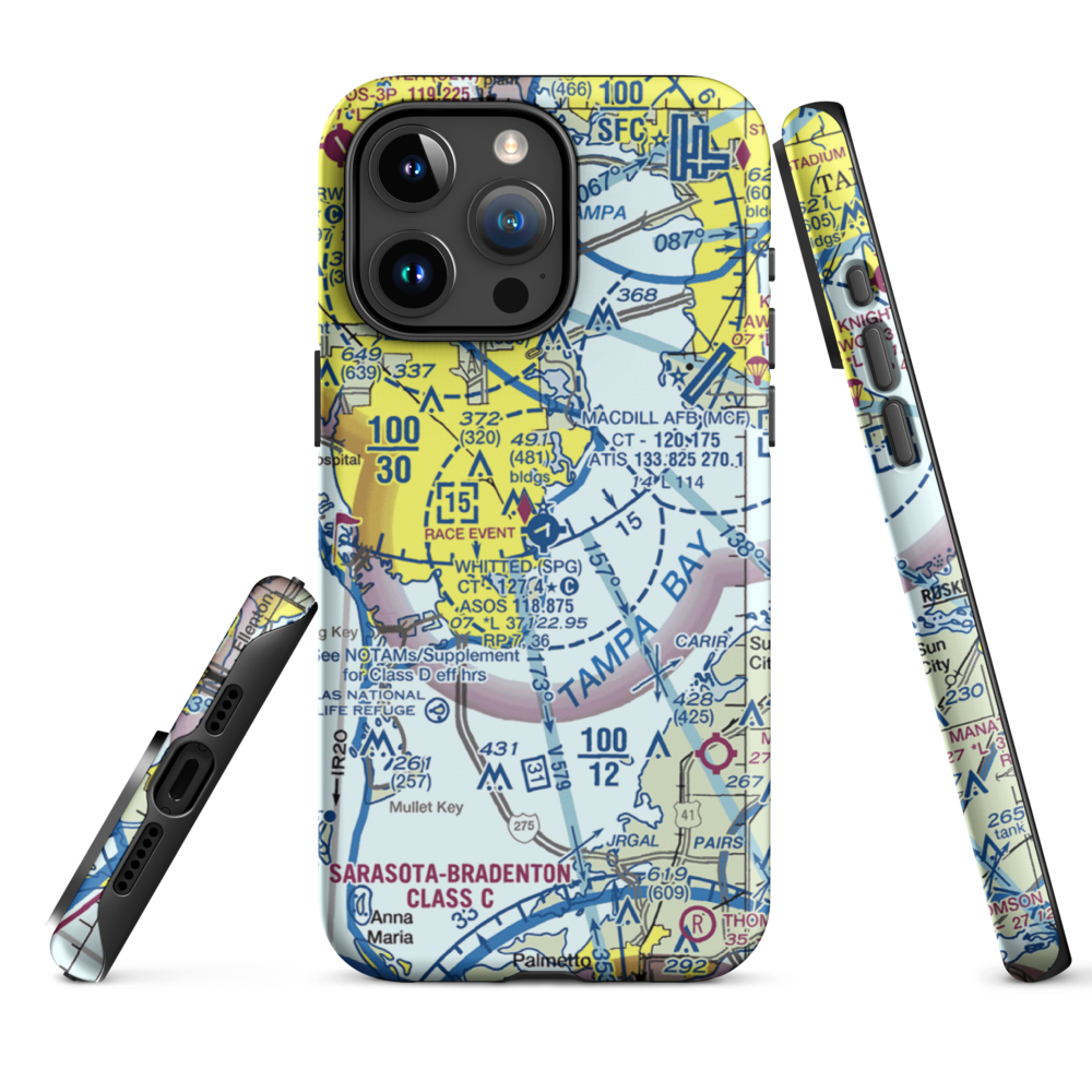 Albert Whitted Airport (SPG) VFR Sectional  Tough iPhone Case iPhone 15 Pro Max model shown