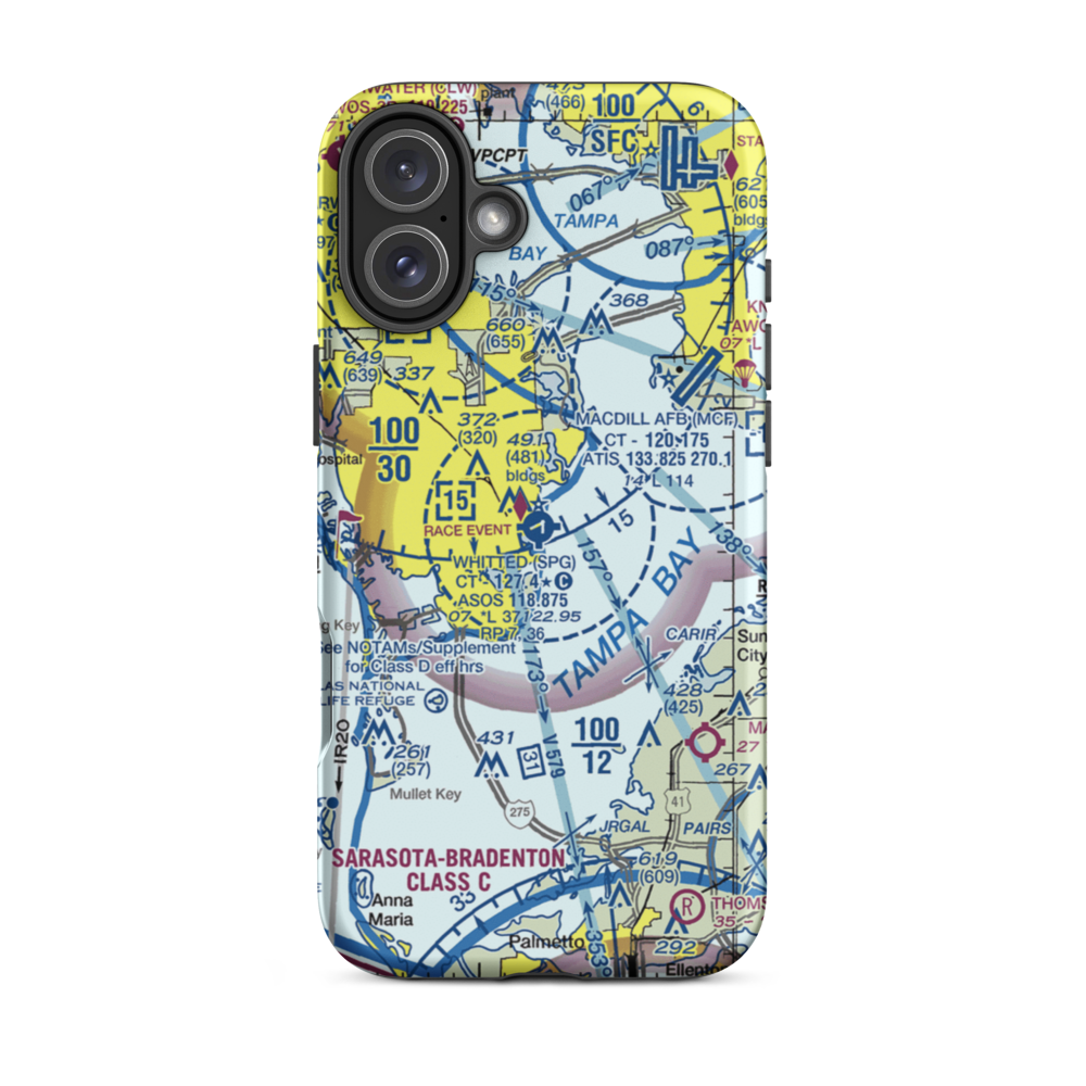 Albert Whitted Airport (SPG) VFR Sectional  Tough iPhone Case iPhone 16 Plus model shown