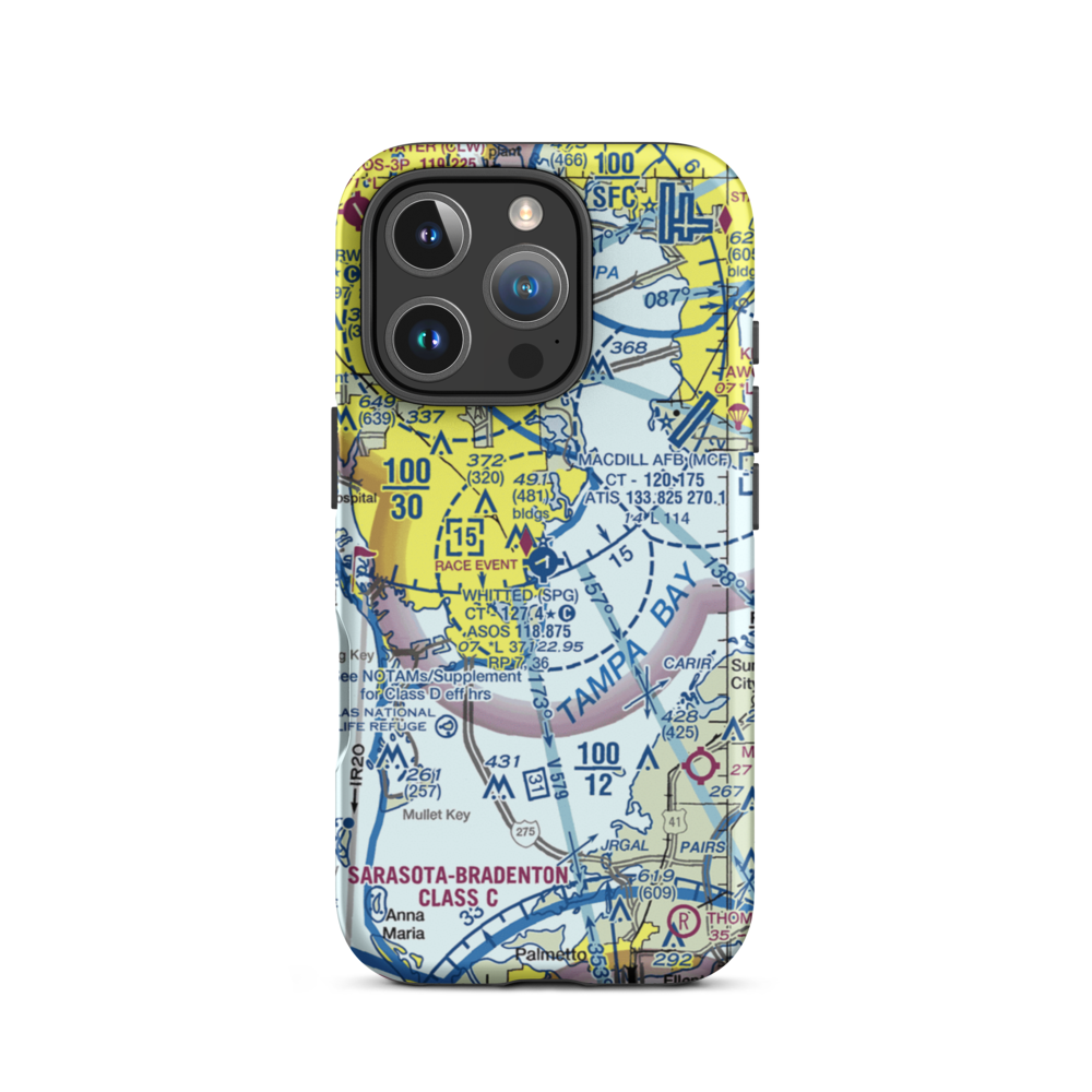 Albert Whitted Airport (SPG) VFR Sectional  Tough iPhone Case iPhone 16 Pro model shown
