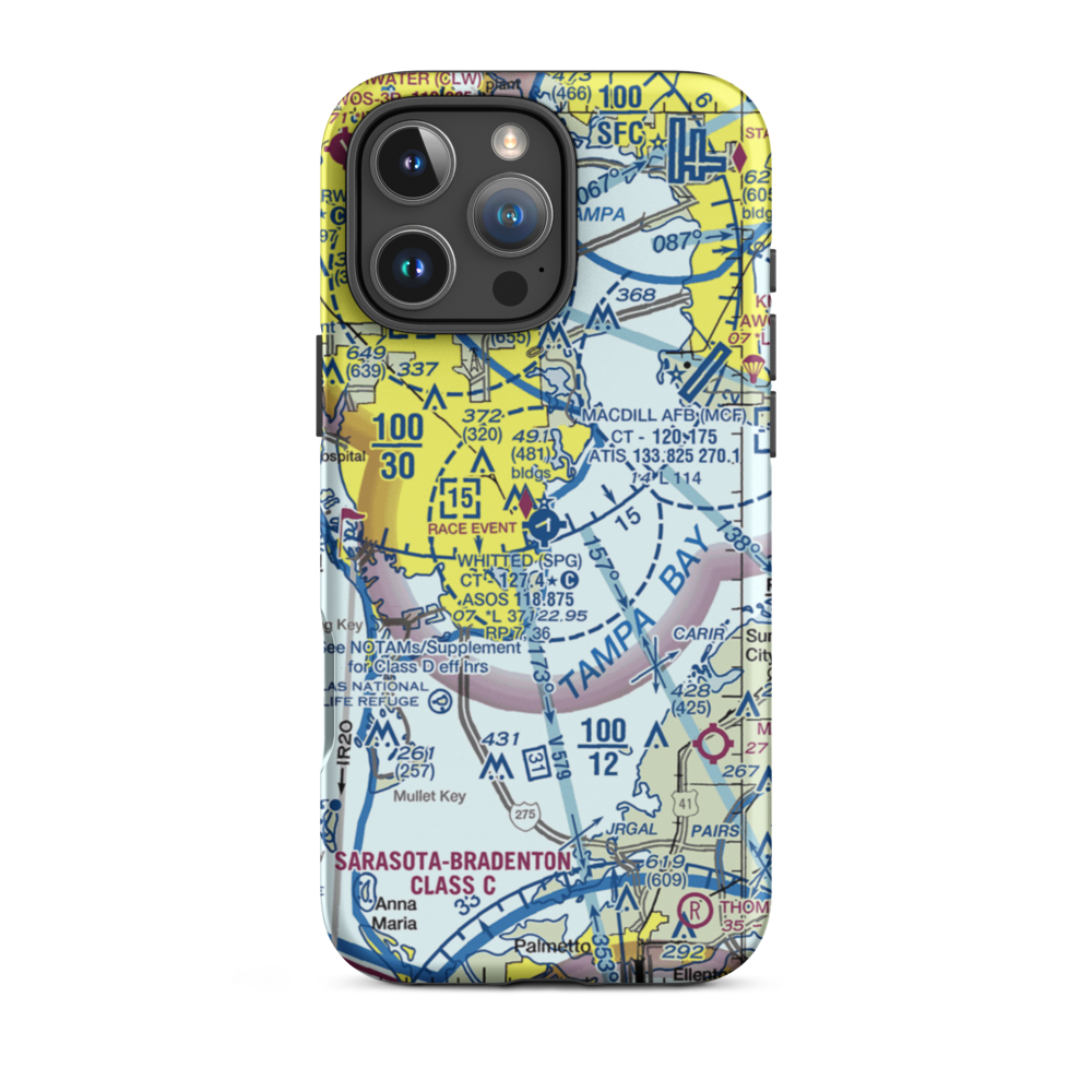 Albert Whitted Airport (SPG) VFR Sectional  Tough iPhone Case iPhone 16 Pro Max model shown