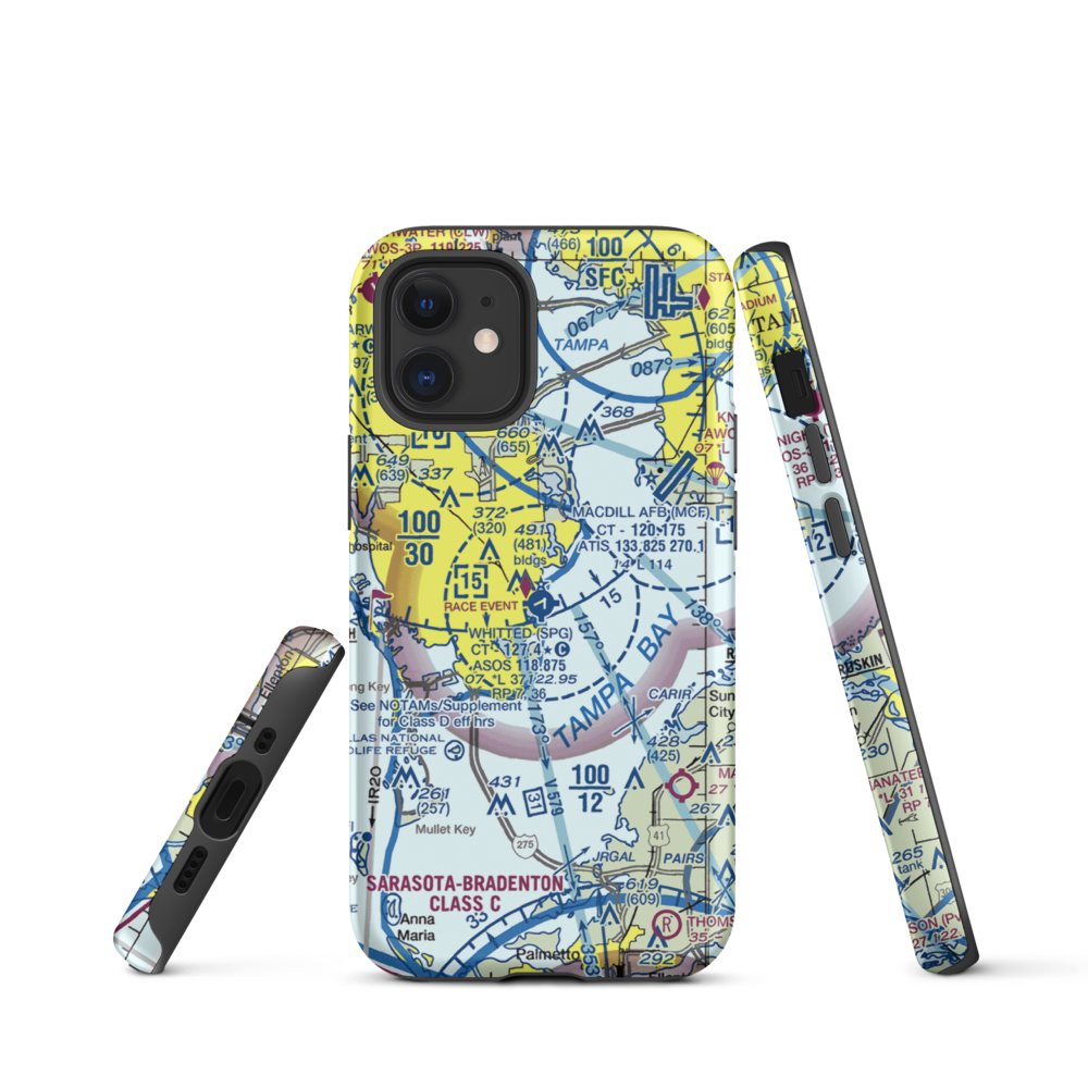 Albert Whitted Airport (SPG) VFR Sectional  Tough iPhone Case iPhone 12 mini model shown