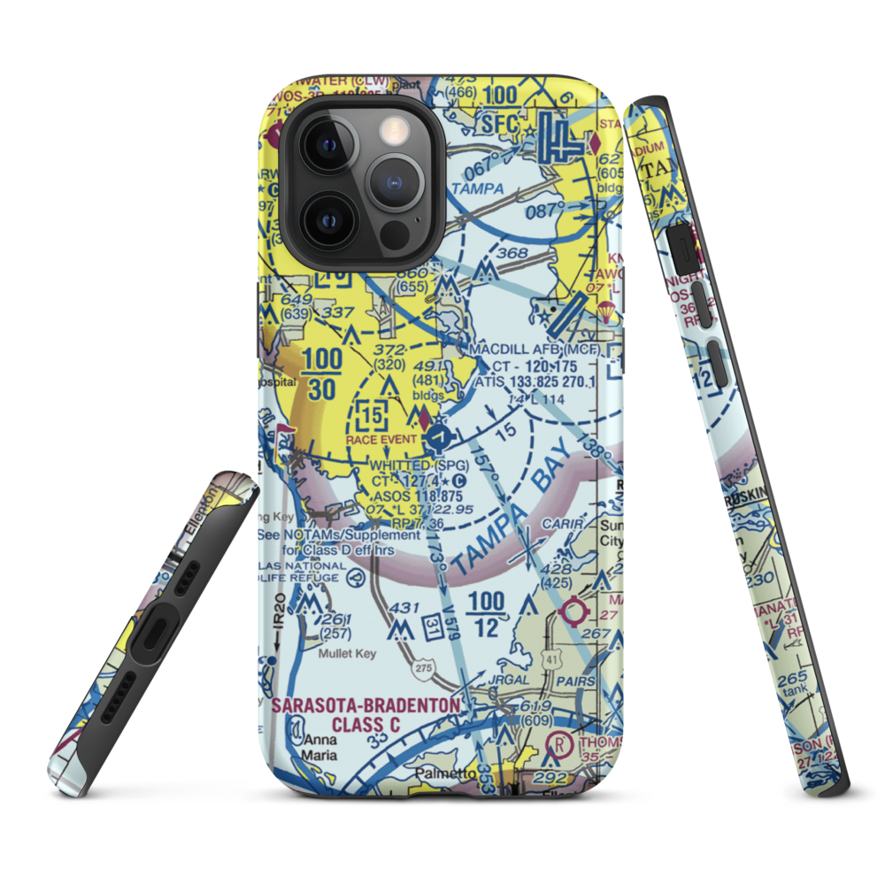 Albert Whitted Airport (SPG) VFR Sectional  Tough iPhone Case iPhone 12 Pro Max model shown