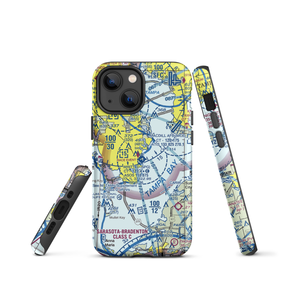 Albert Whitted Airport (SPG) VFR Sectional  Tough iPhone Case iPhone 13 mini model shown