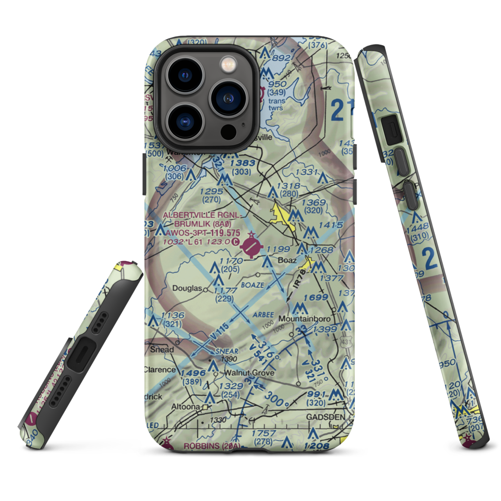Albertville Regional Airport/Thomas J Brumlik Field (8A0) VFR Sectional  Tough iPhone Case iPhone 13 Pro Max model shown