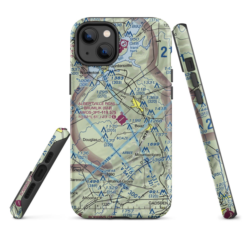 Albertville Regional Airport/Thomas J Brumlik Field (8A0) VFR Sectional  Tough iPhone Case iPhone 14 Plus model shown