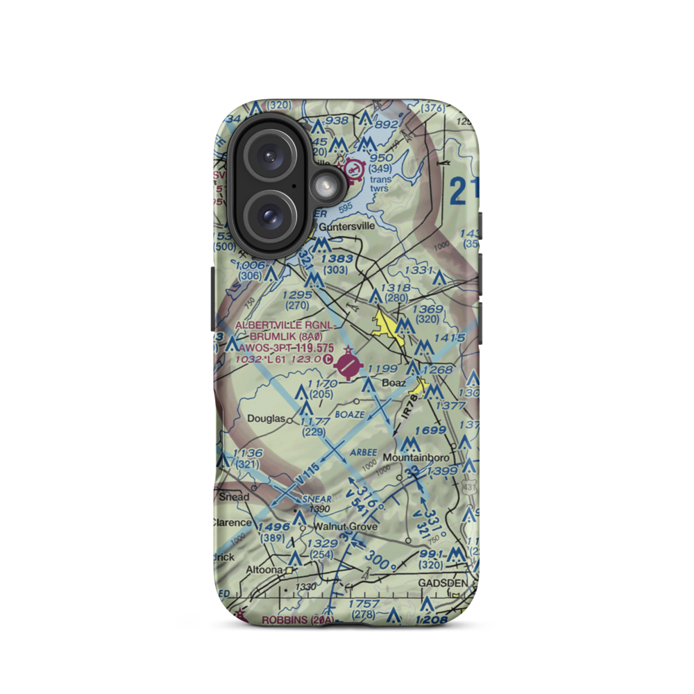 Albertville Regional Airport/Thomas J Brumlik Field (8A0) VFR Sectional  Tough iPhone Case iPhone 16 model shown