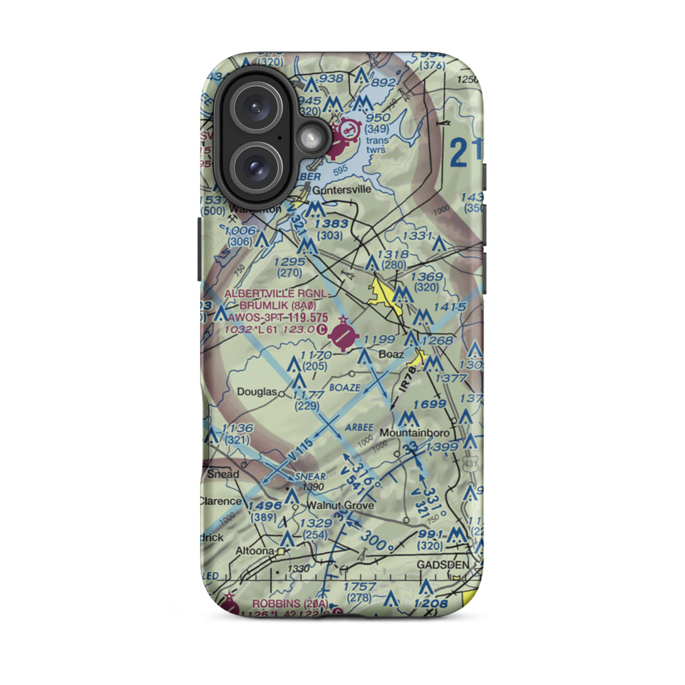 Albertville Regional Airport/Thomas J Brumlik Field (8A0) VFR Sectional  Tough iPhone Case iPhone 16 Plus model shown