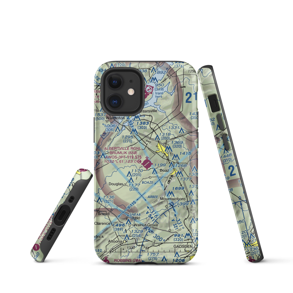 Albertville Regional Airport/Thomas J Brumlik Field (8A0) VFR Sectional  Tough iPhone Case iPhone 12 mini model shown