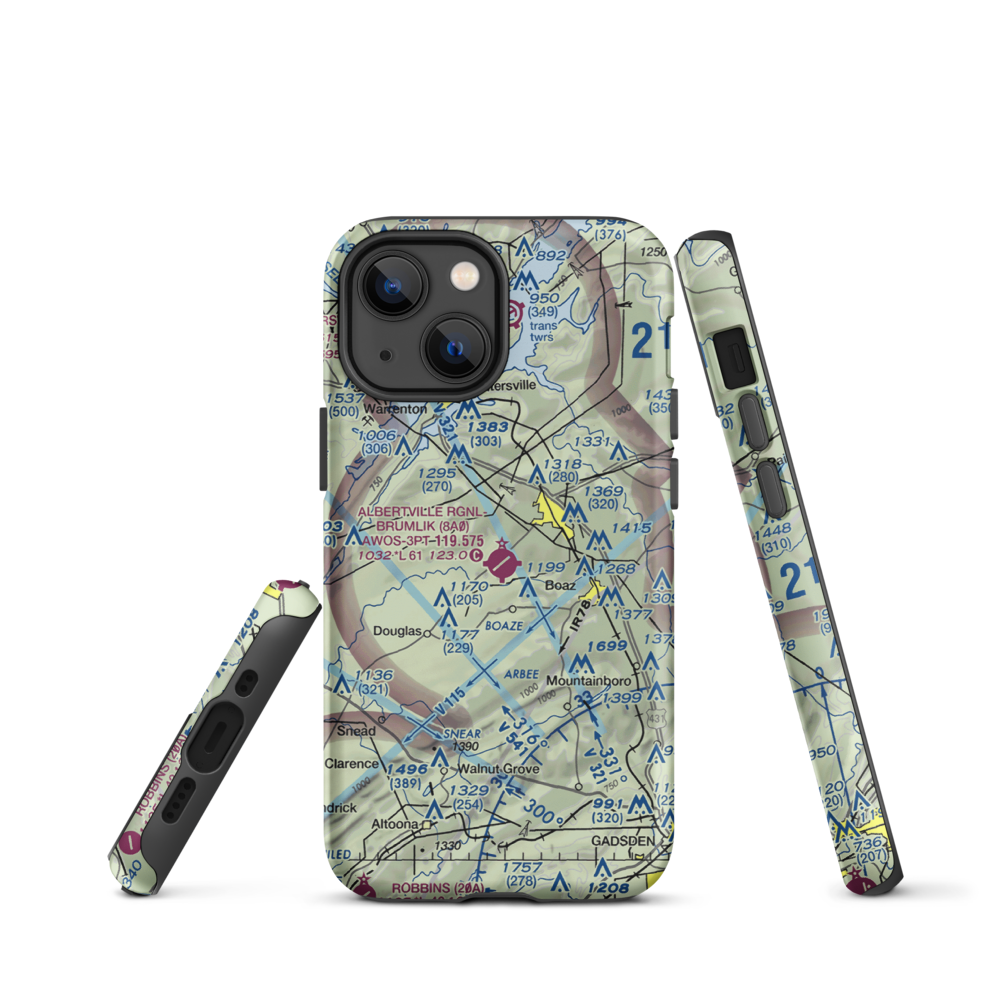 Albertville Regional Airport/Thomas J Brumlik Field (8A0) VFR Sectional  Tough iPhone Case iPhone 13 mini model shown