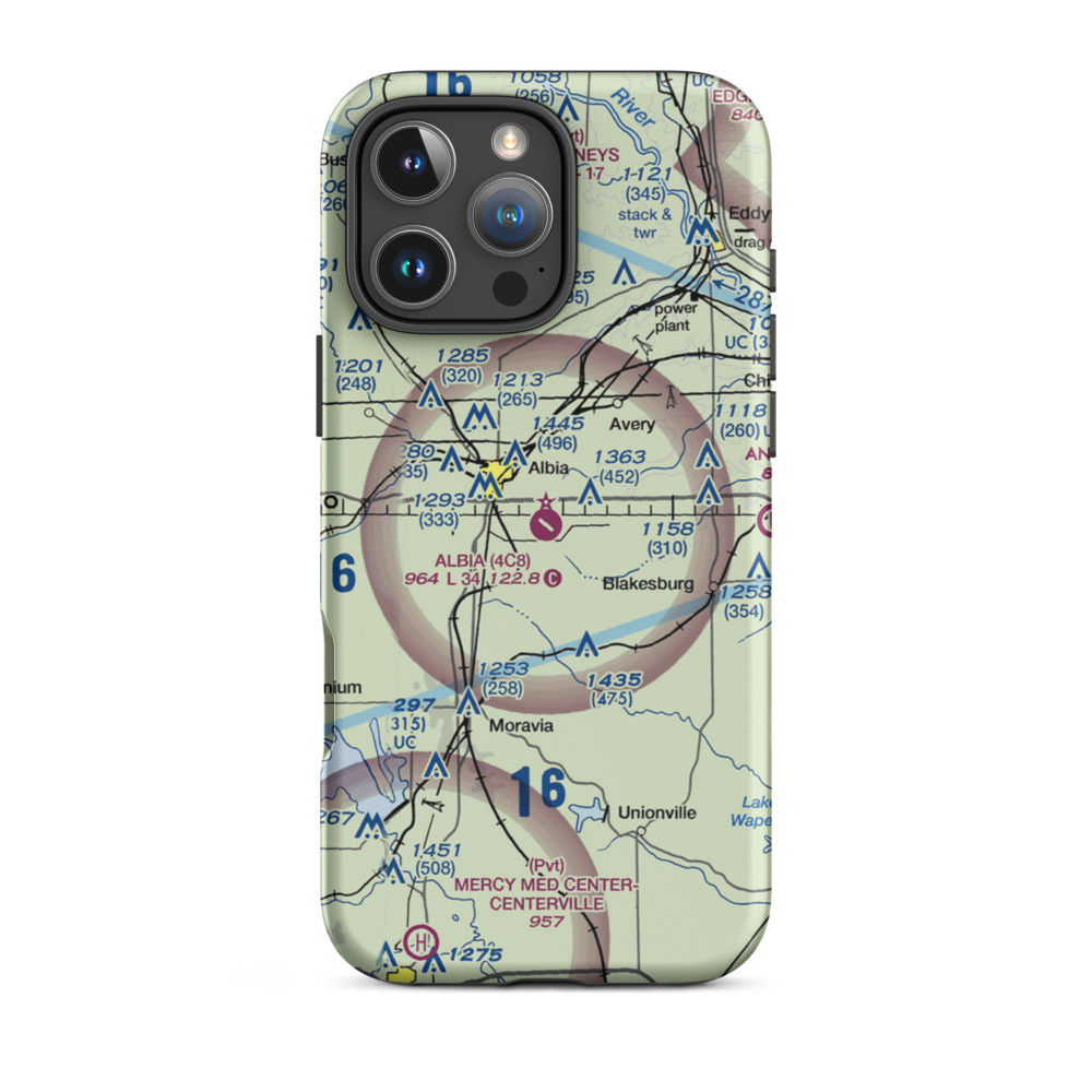 Albia Municipal Airport (4C8) VFR Sectional  Tough iPhone Case iPhone 16 Pro Max model shown