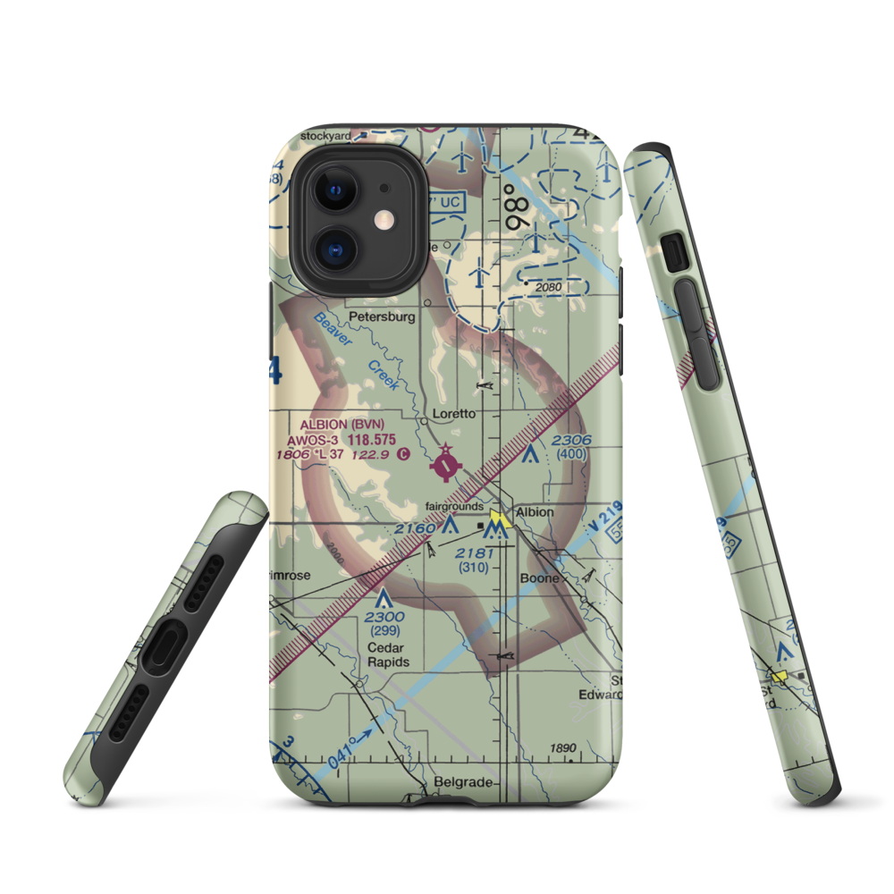 Albion Municipal Airport (BVN) VFR Sectional  Tough iPhone Case iPhone 11 model shown