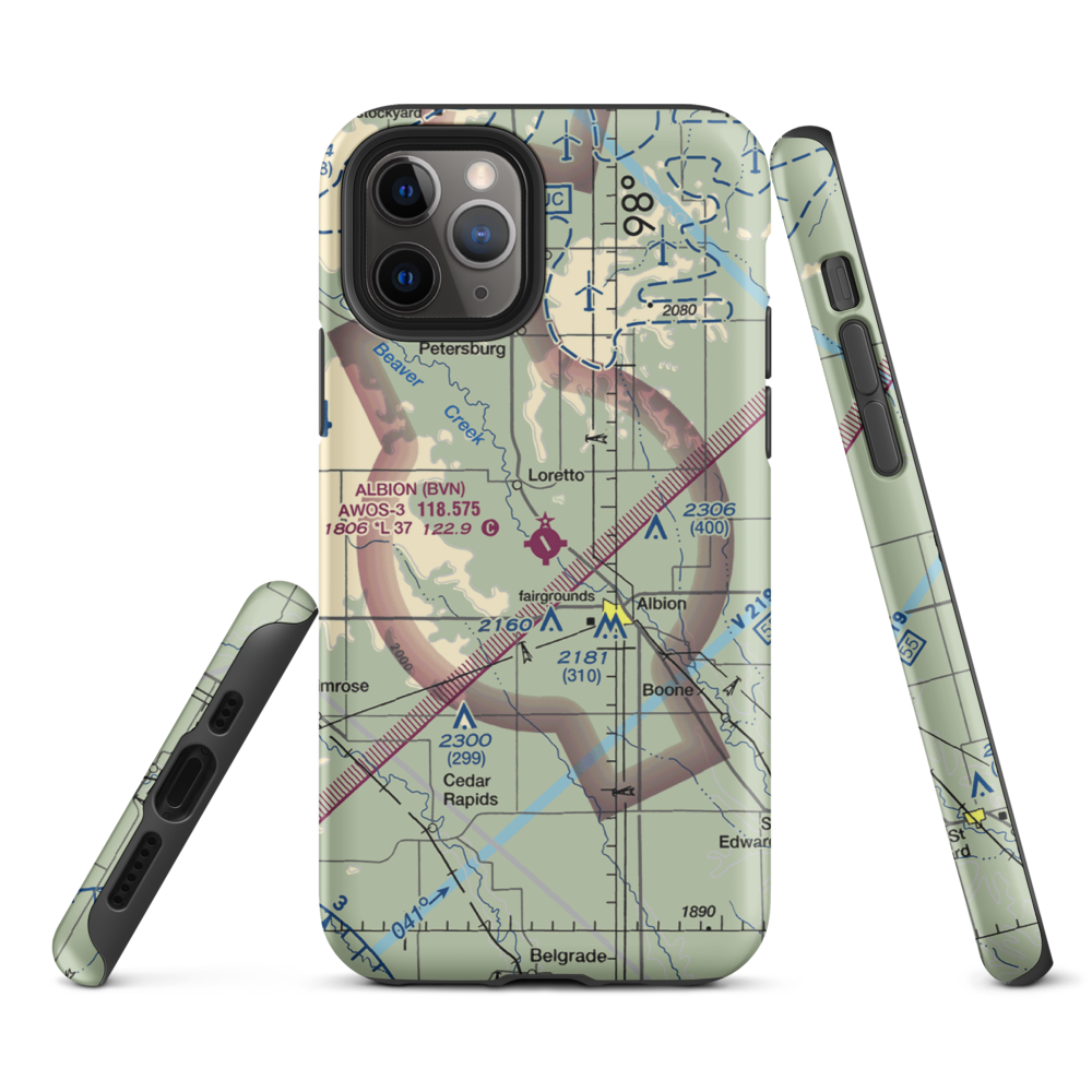 Albion Municipal Airport (BVN) VFR Sectional  Tough iPhone Case iPhone 11 Pro model shown