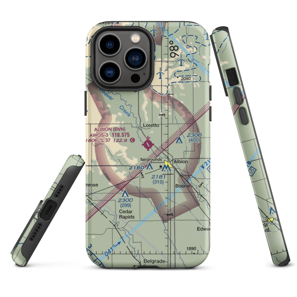 Albion Municipal Airport (BVN) VFR Sectional  Tough iPhone Case iPhone 13 Pro Max model shown
