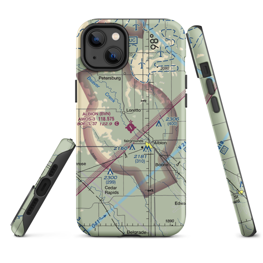 Albion Municipal Airport (BVN) VFR Sectional  Tough iPhone Case iPhone 14 Plus model shown
