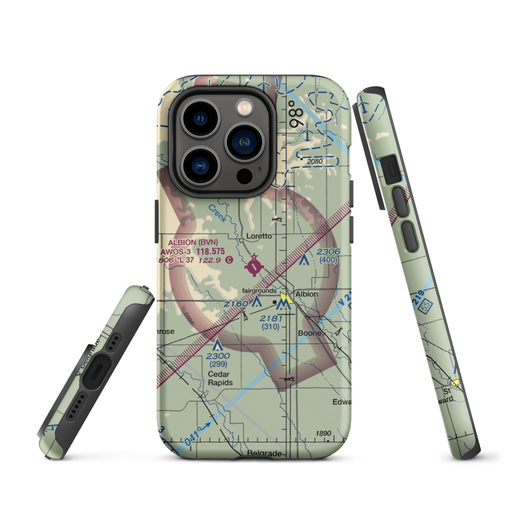 Albion Municipal Airport (BVN) VFR Sectional  Tough iPhone Case iPhone 14 Pro model shown