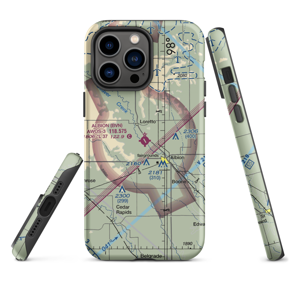 Albion Municipal Airport (BVN) VFR Sectional  Tough iPhone Case iPhone 14 Pro Max model shown