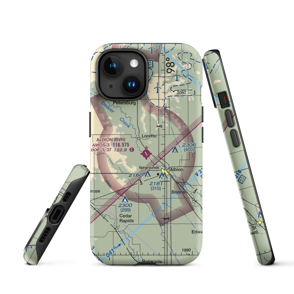 Albion Municipal Airport (BVN) VFR Sectional  Tough iPhone Case iPhone 15 model shown