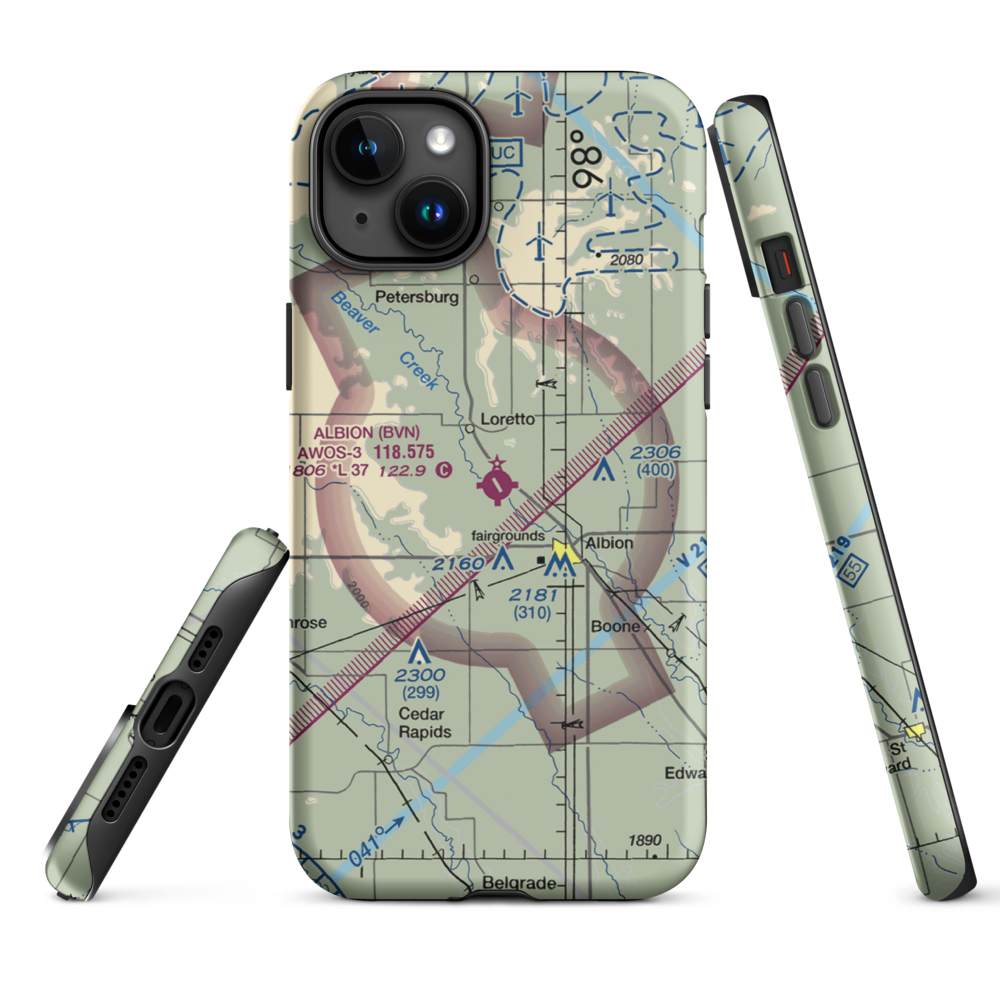 Albion Municipal Airport (BVN) VFR Sectional  Tough iPhone Case iPhone 15 Plus model shown
