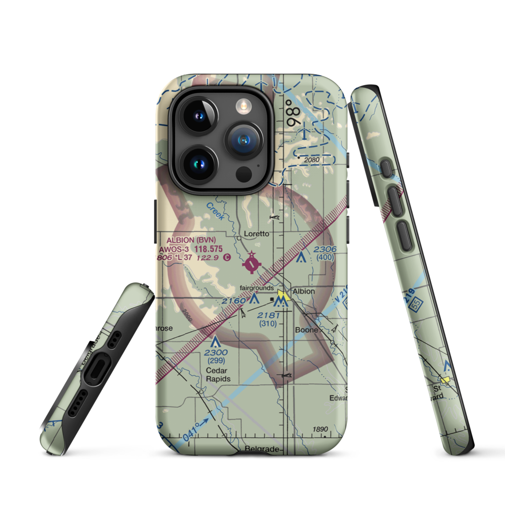 Albion Municipal Airport (BVN) VFR Sectional  Tough iPhone Case iPhone 15 Pro model shown