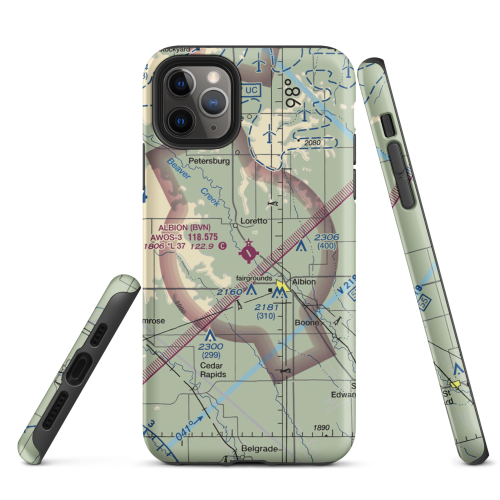 Albion Municipal Airport (BVN) VFR Sectional  Tough iPhone Case iPhone 11 Pro Max model shown