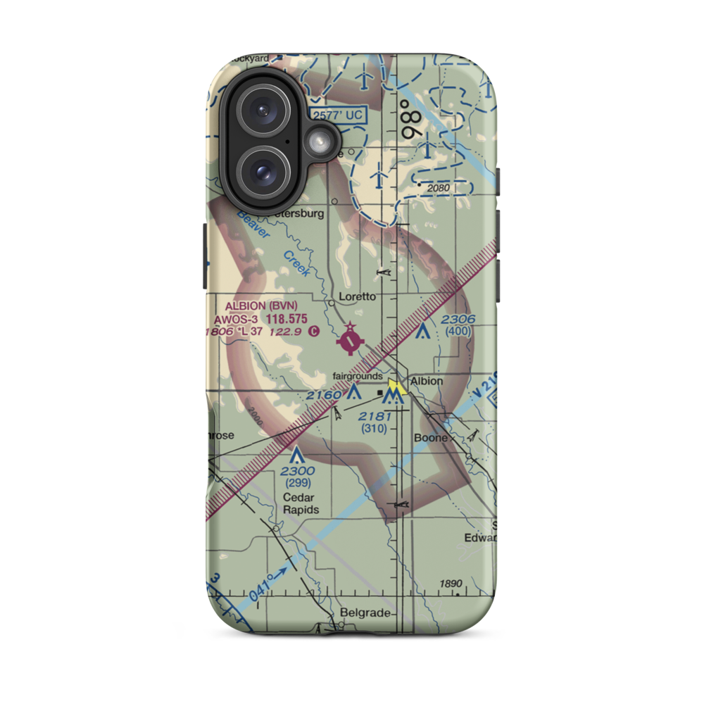 Albion Municipal Airport (BVN) VFR Sectional  Tough iPhone Case iPhone 16 Plus model shown