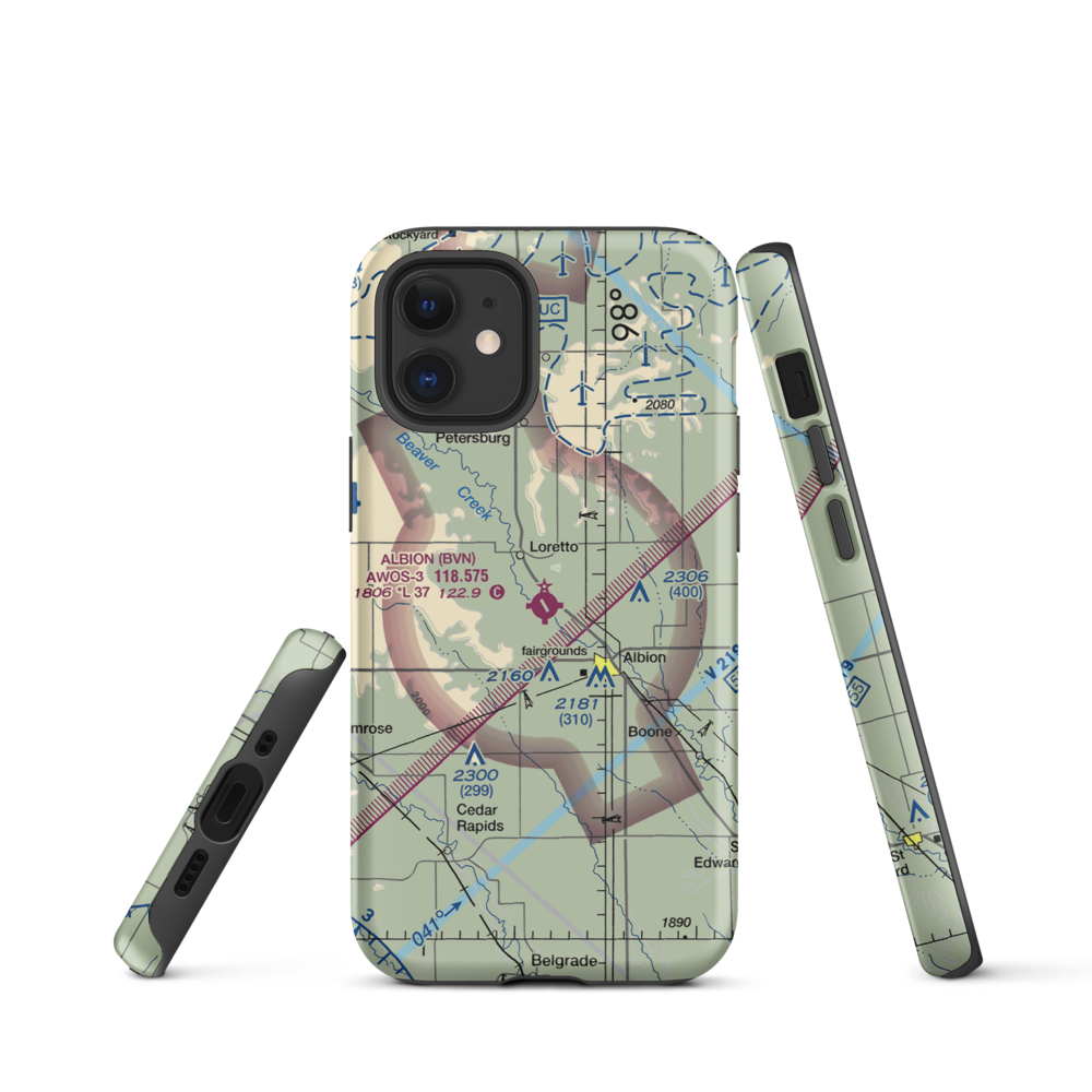 Albion Municipal Airport (BVN) VFR Sectional  Tough iPhone Case iPhone 12 mini model shown