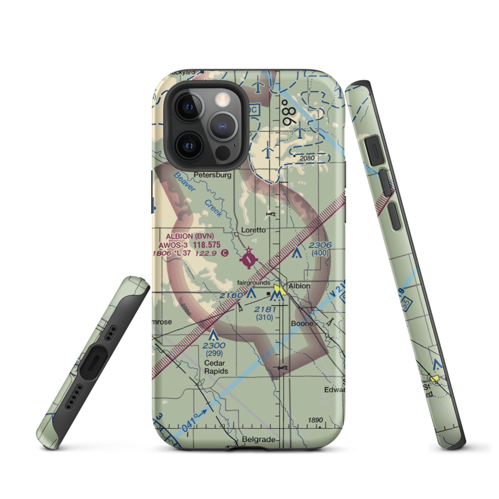 Albion Municipal Airport (BVN) VFR Sectional  Tough iPhone Case iPhone 12 Pro model shown