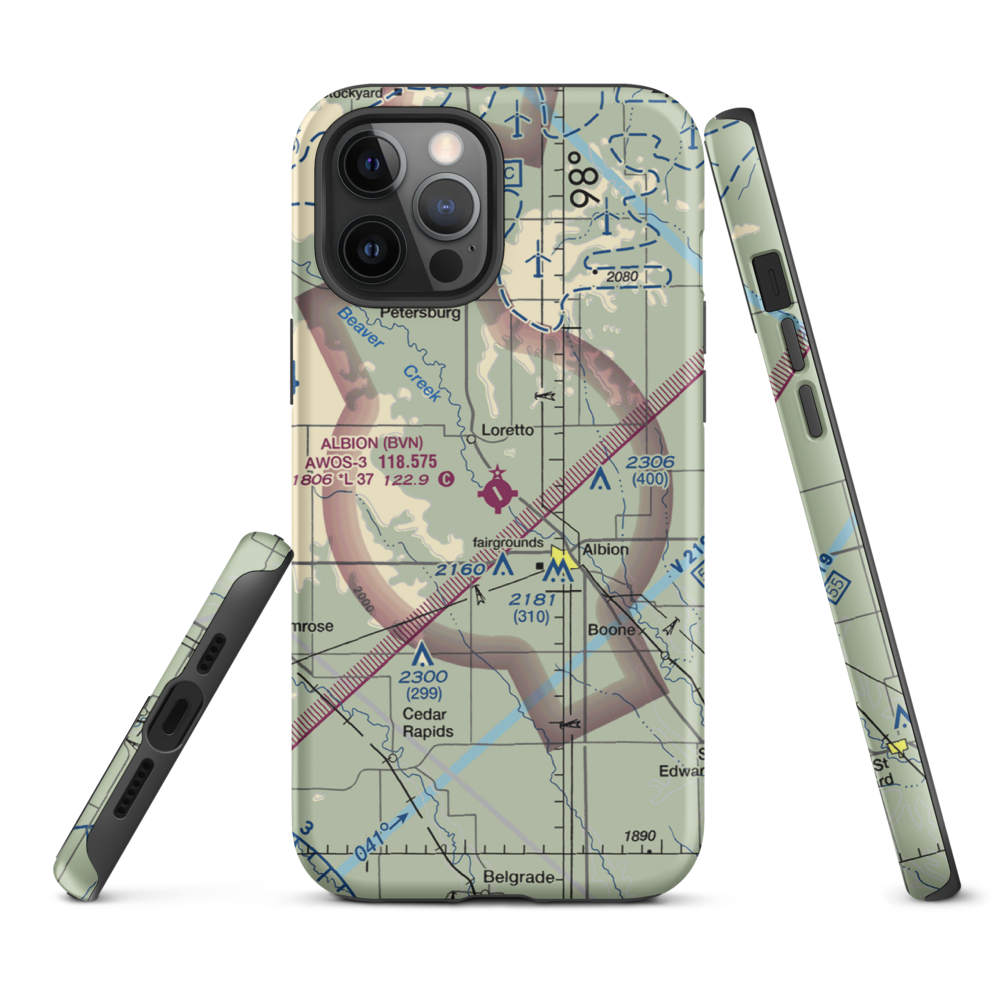 Albion Municipal Airport (BVN) VFR Sectional  Tough iPhone Case iPhone 12 Pro Max model shown