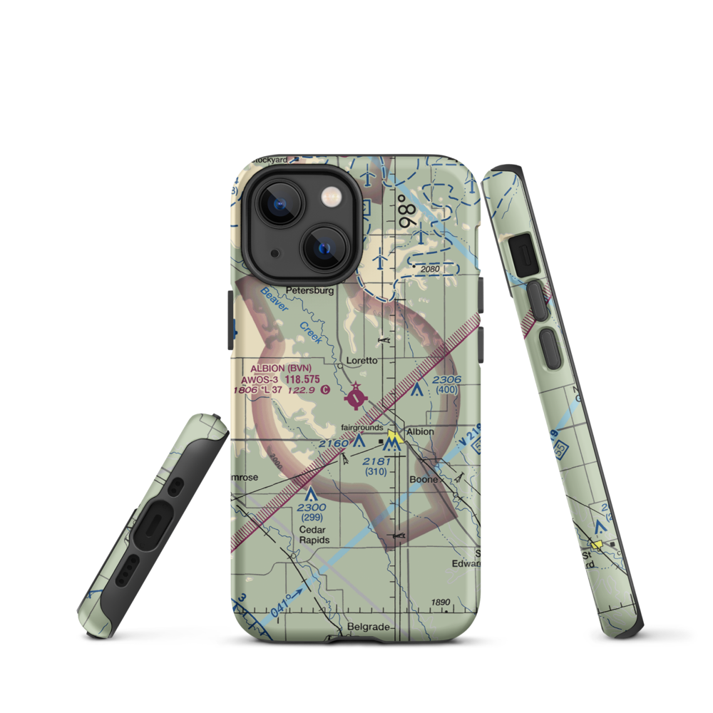 Albion Municipal Airport (BVN) VFR Sectional  Tough iPhone Case iPhone 13 mini model shown