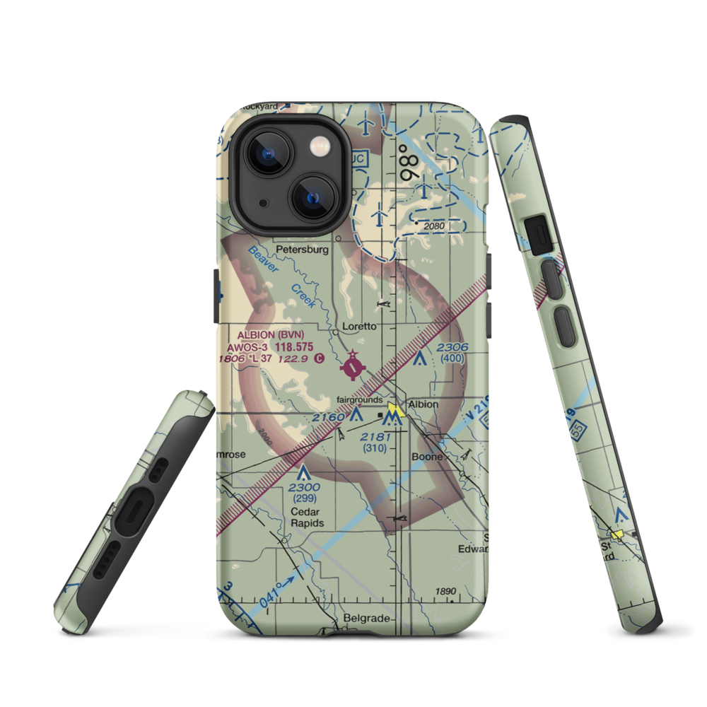 Albion Municipal Airport (BVN) VFR Sectional  Tough iPhone Case iPhone 13 model shown