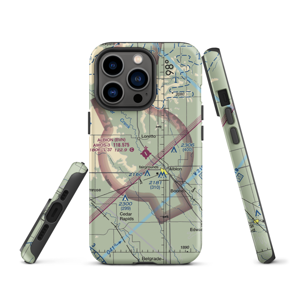 Albion Municipal Airport (BVN) VFR Sectional  Tough iPhone Case iPhone 13 Pro model shown