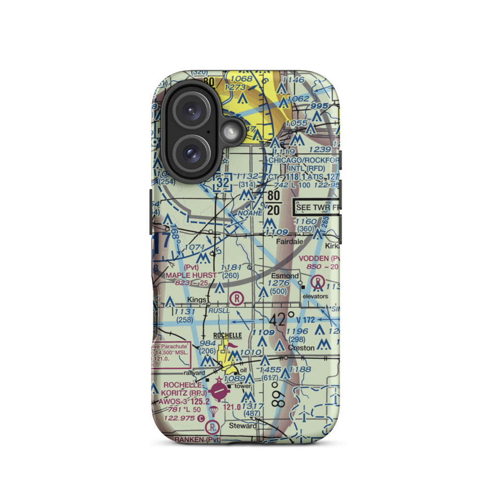 Alcock RLA Restricted Landing Area (41IL) VFR Sectional  Tough iPhone Case iPhone 16 model shown