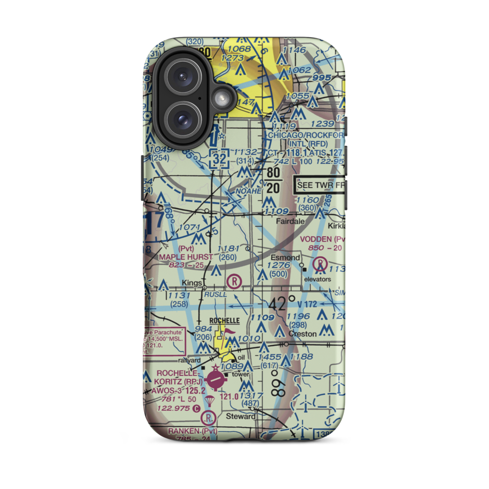 Alcock RLA Restricted Landing Area (41IL) VFR Sectional  Tough iPhone Case iPhone 16 Plus model shown