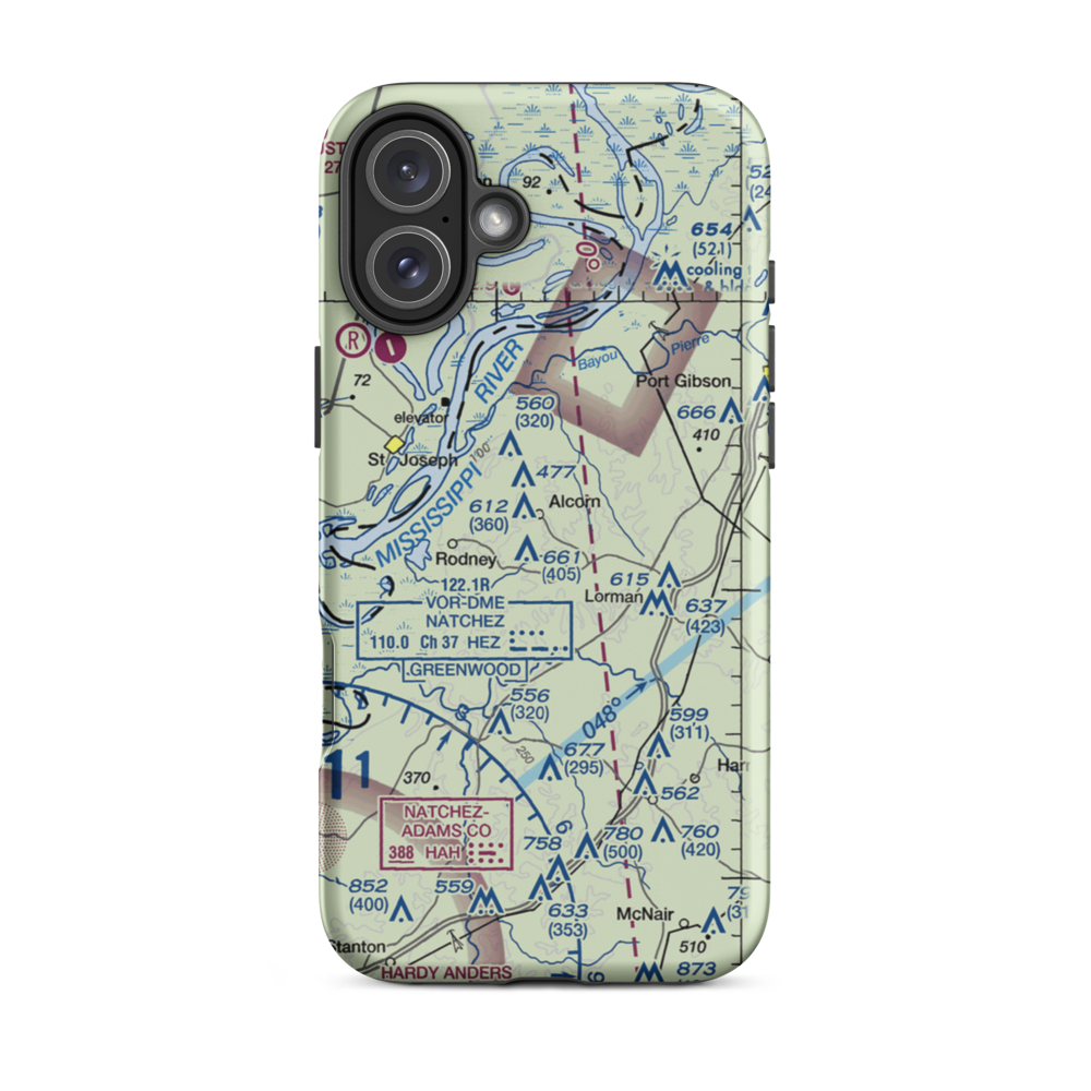 Alcorn State University Airport (MS28) VFR Sectional  Tough iPhone Case iPhone 16 Plus model shown